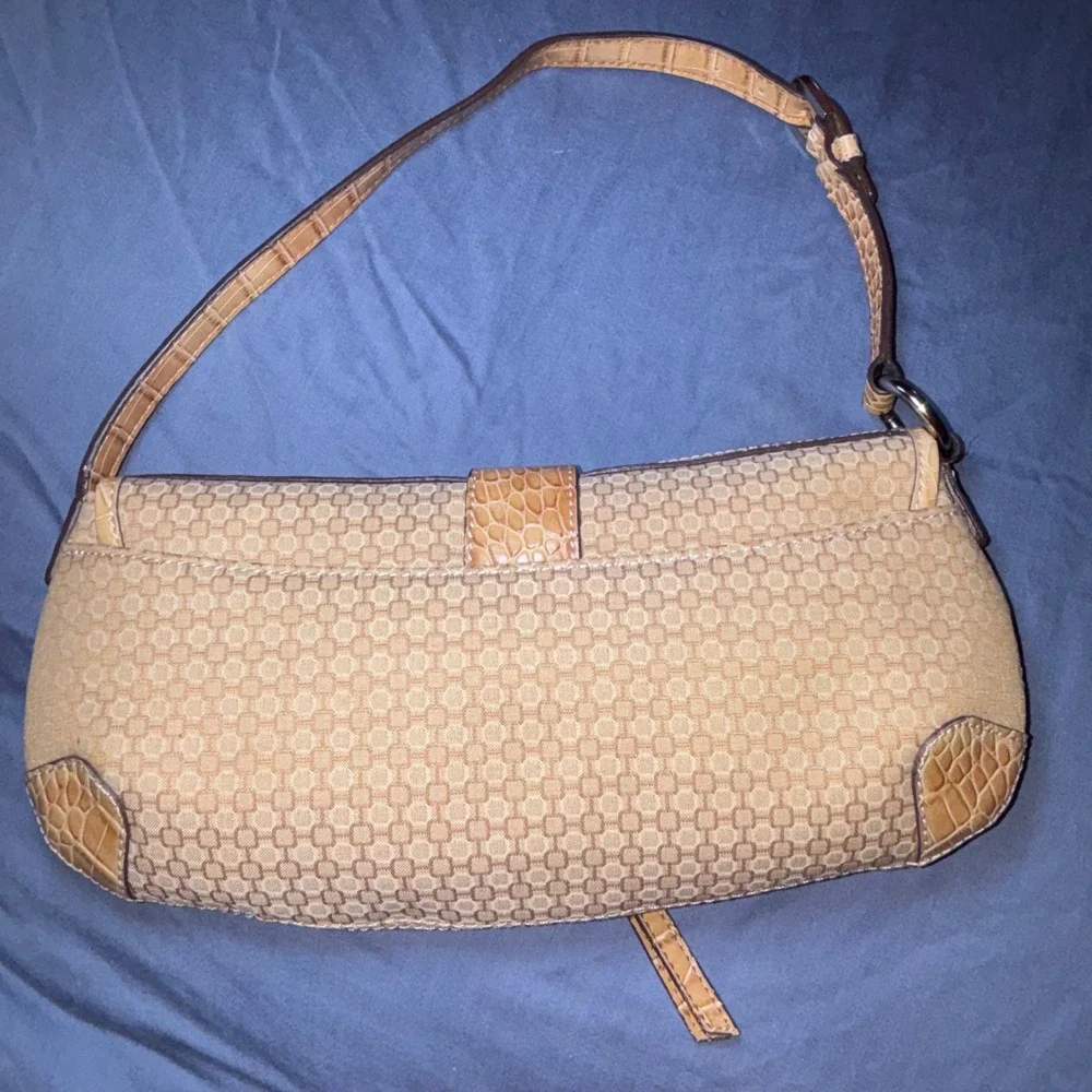 Vintage Y2K Nine West Baguette Shoulder Bag Tan Geo Canvas With Matching Wallet - Picture 8 of 8